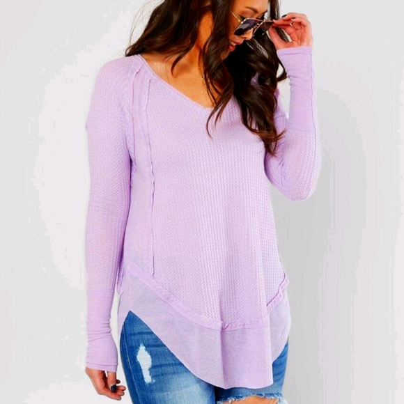 Free People Tops - Free People Catalina thermal top lavender long sleeves. Medium